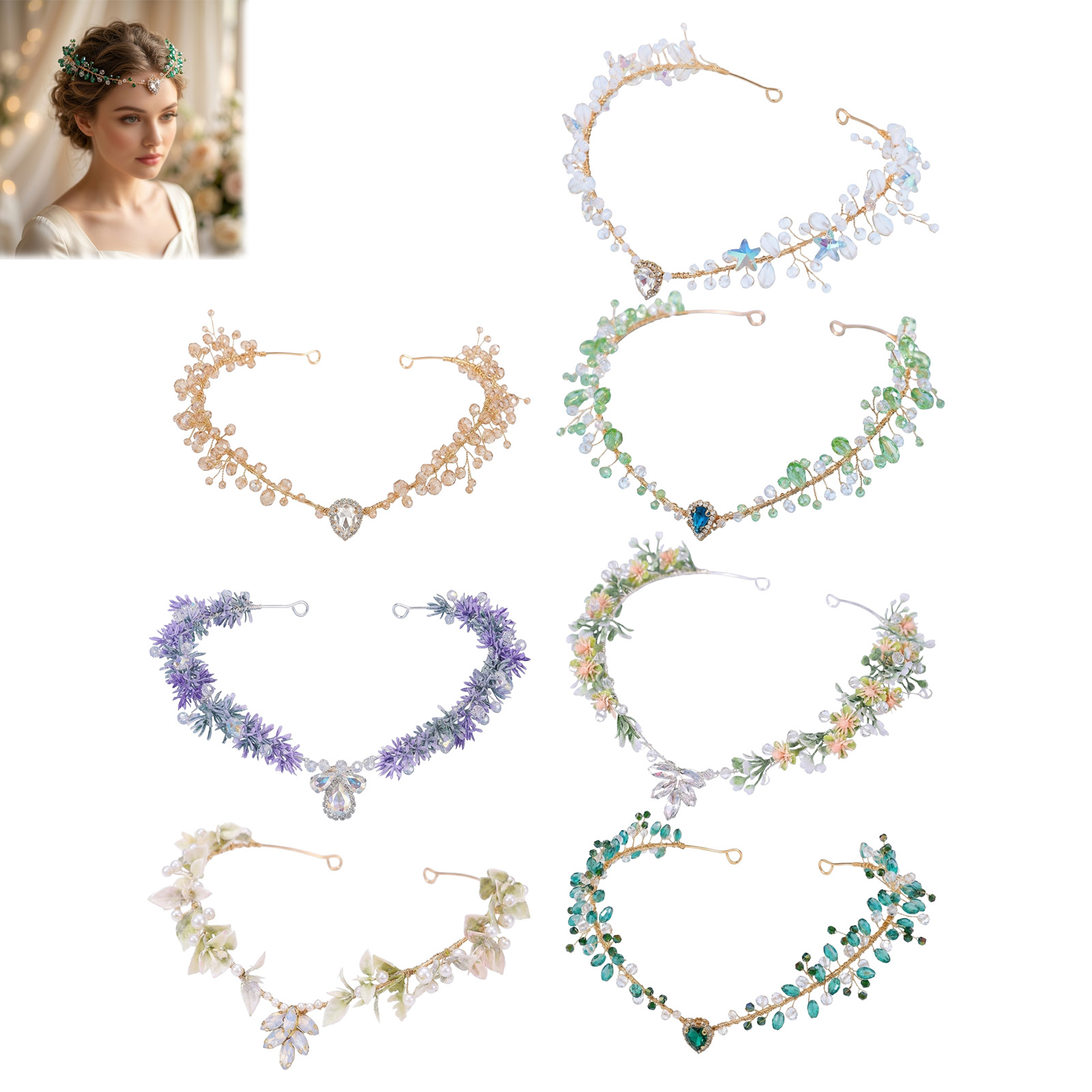 Event Party - Tiara de Noiva com Cristais Triangulares,